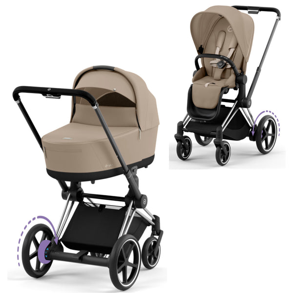 Cybex e-Priam Set Gestell (Chrome Black) /Stoff (Cozy Beige)