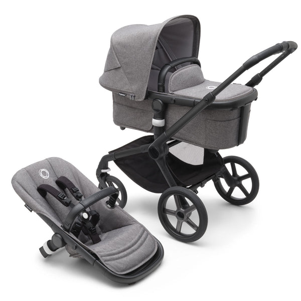 Bugaboo Fox 5 Gestell (Black) / Bezug (Grau Meliert) / Dach (Grau Meliert) 3in1 Set